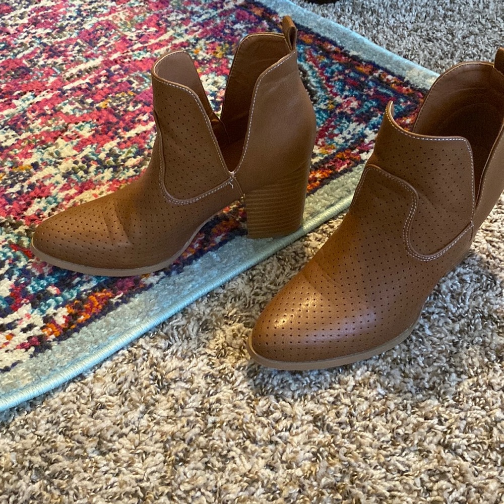 Brown booties.